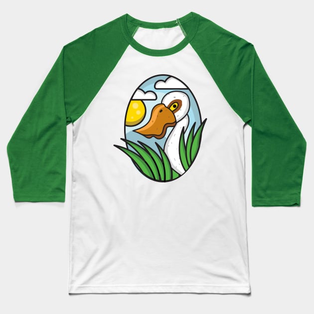 Funny goose looking for you. Unique Design Baseball T-Shirt by VALIJANOV